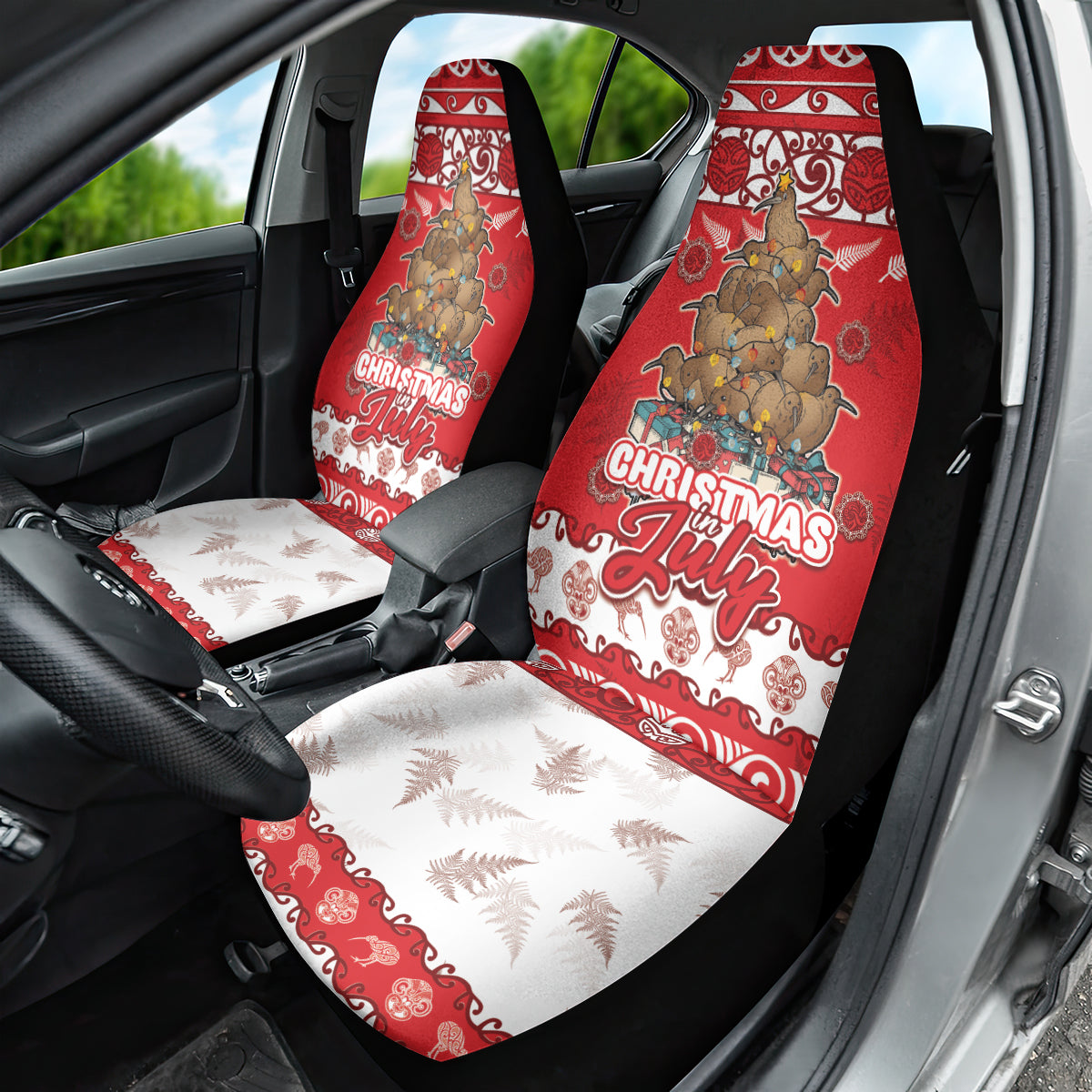 New Zealand Christmas In July Car Seat Cover Maori Kiwi Xmas Tree - Red
