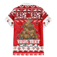 Personalised New Zealand Christmas In July Family Matching Mermaid Dress and Hawaiian Shirt Maori Kiwi Xmas Tree - Red