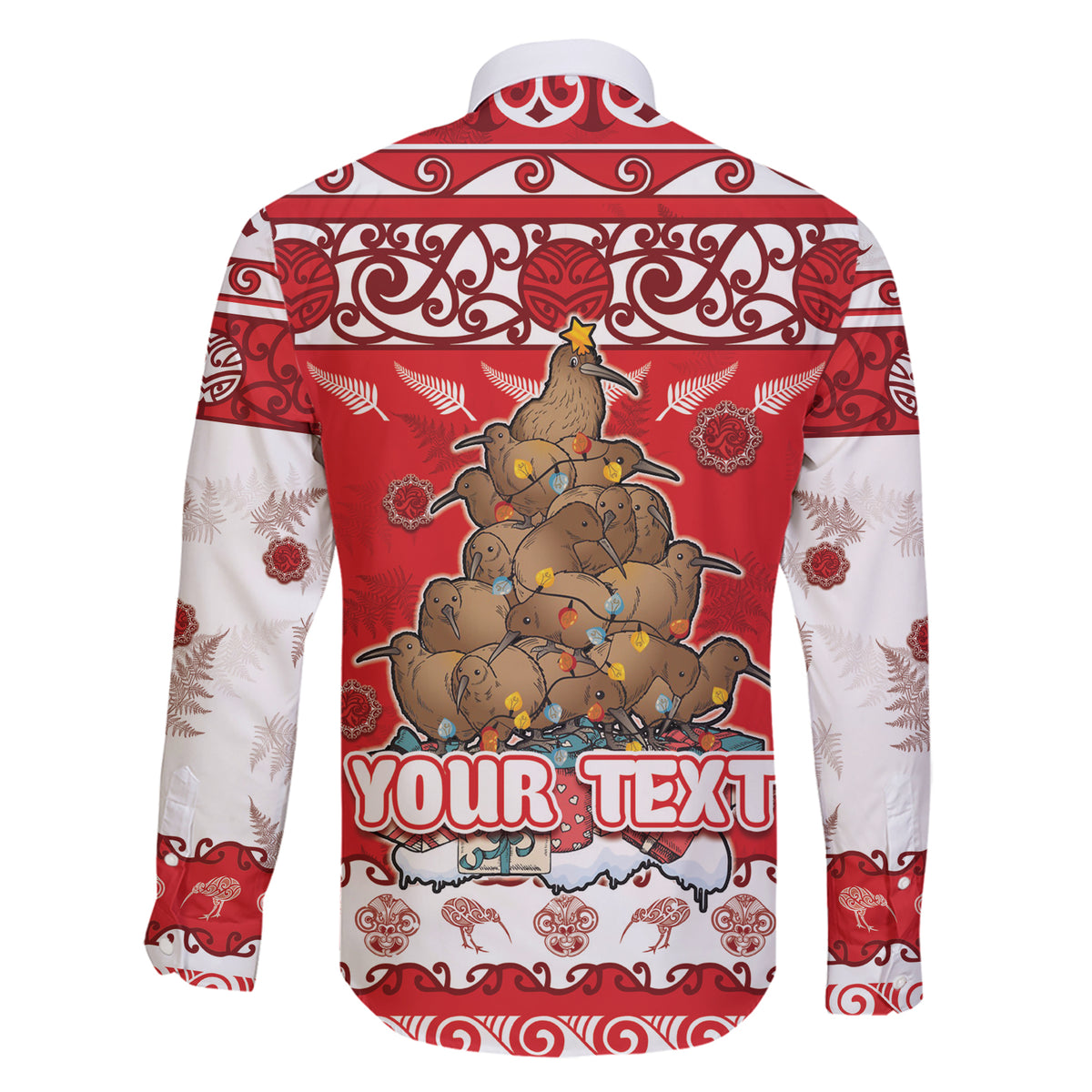 Personalised New Zealand Christmas In July Family Matching Short Sleeve Bodycon Dress and Hawaiian Shirt Maori Kiwi Xmas Tree - Red