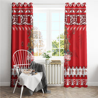 New Zealand Christmas In July Window Curtain Maori Kiwi Xmas Tree - Red