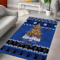 New Zealand July Christmas Area Rug Maori Kiwi Xmas Tree - Blue