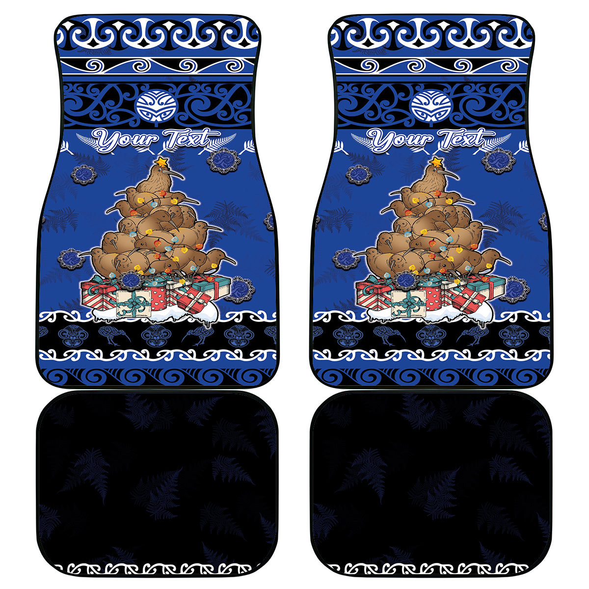 New Zealand July Christmas Car Mats Maori Kiwi Xmas Tree - Blue