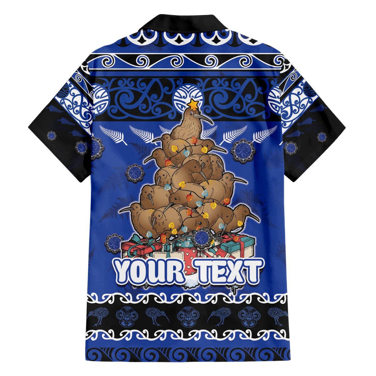 Personalised New Zealand July Christmas Hawaiian Shirt Maori Kiwi Xmas Tree - Blue
