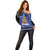 Personalised New Zealand July Christmas Off Shoulder Sweater Maori Kiwi Xmas Tree - Blue