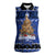 Personalised New Zealand July Christmas Women Sleeveless Polo Shirt Maori Kiwi Xmas Tree - Blue