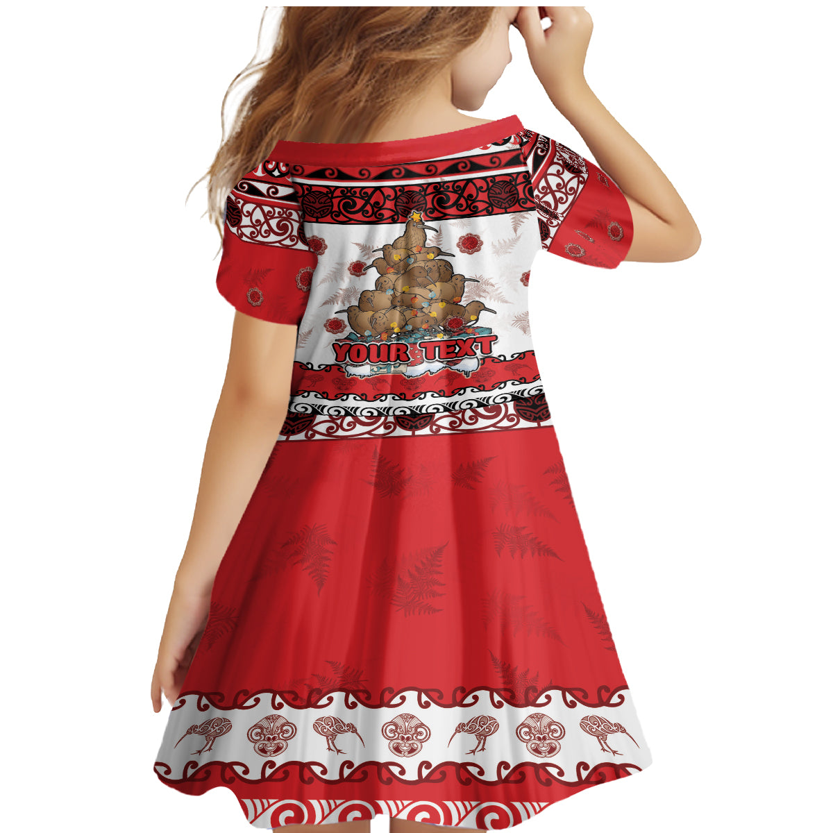 Personalised New Zealand July Christmas Family Matching Mermaid Dress and Hawaiian Shirt Maori Kiwi Xmas Tree - White