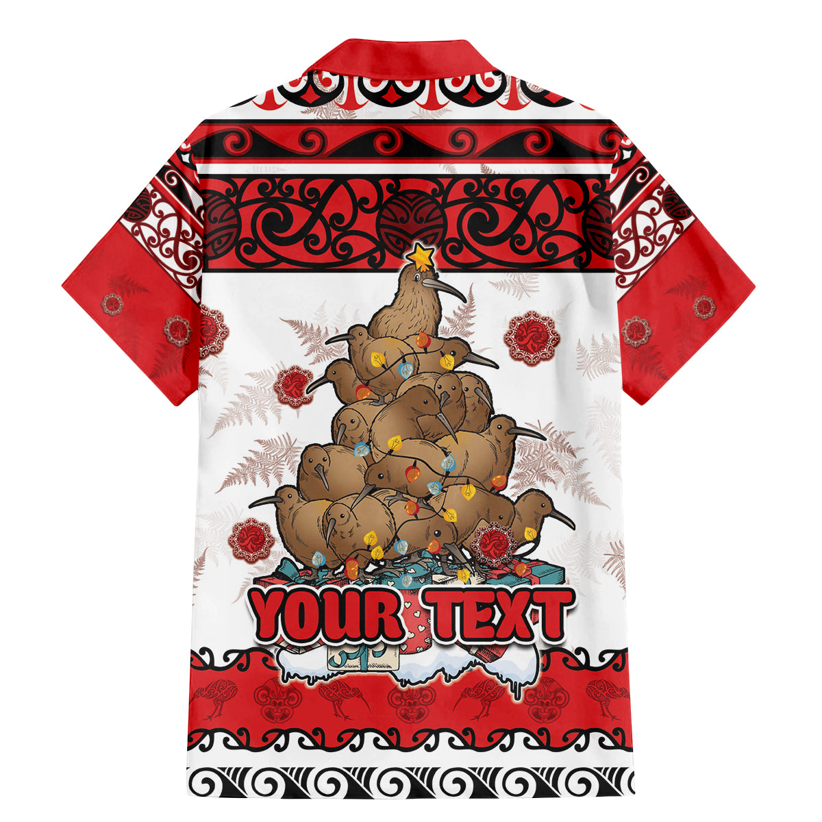 Personalised New Zealand July Christmas Family Matching Mermaid Dress and Hawaiian Shirt Maori Kiwi Xmas Tree - White