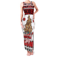 Personalised New Zealand July Christmas Family Matching Tank Maxi Dress and Hawaiian Shirt Maori Kiwi Xmas Tree - White