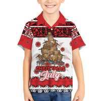 Personalised New Zealand July Christmas Family Matching Tank Maxi Dress and Hawaiian Shirt Maori Kiwi Xmas Tree - White