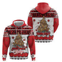 Personalised New Zealand July Christmas Hoodie Maori Kiwi Xmas Tree - White