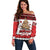 Personalised New Zealand July Christmas Off Shoulder Sweater Maori Kiwi Xmas Tree - White