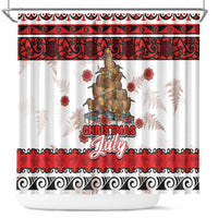 New Zealand July Christmas Shower Curtain Maori Kiwi Xmas Tree - White