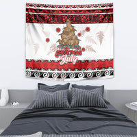 New Zealand July Christmas Tapestry Maori Kiwi Xmas Tree - White
