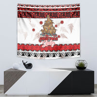 New Zealand July Christmas Tapestry Maori Kiwi Xmas Tree - White