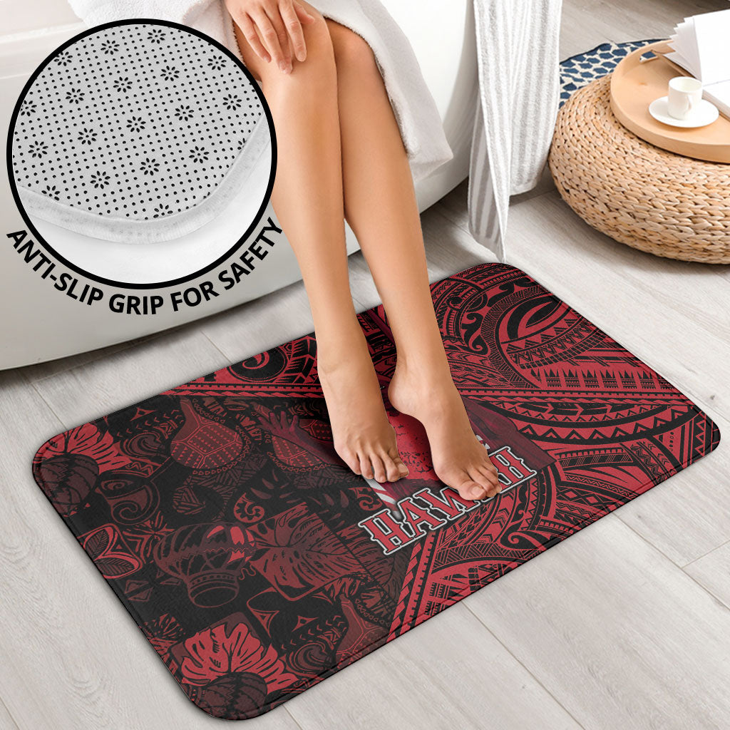 Hawaii King Kamehameha Bathroom Set With Hawaiian Ipu Motifs Red Version LT05 - Polynesian Pride