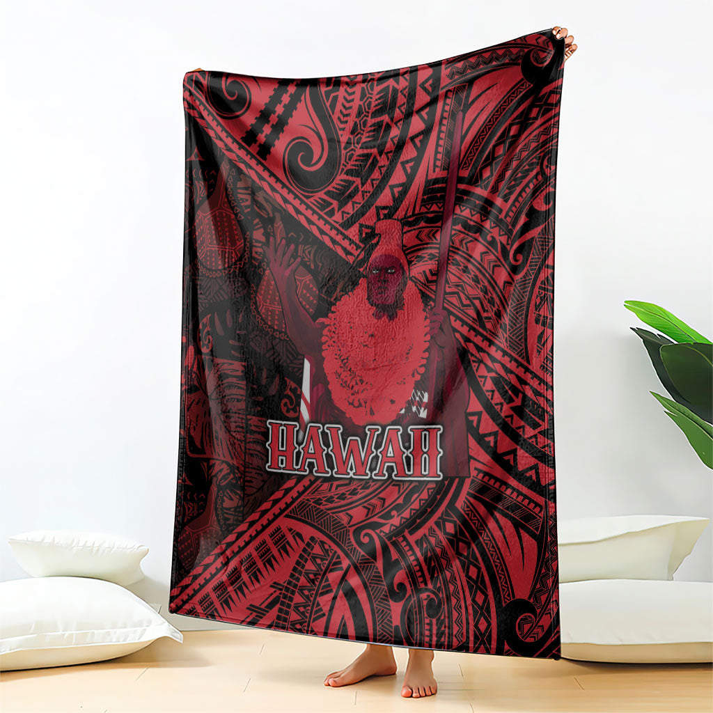 Hawaii King Kamehameha Blanket With Hawaiian Ipu Motifs Red Version LT05 - Polynesian Pride