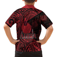 Hawaii King Kamehameha Family Matching Mermaid Dress and Hawaiian Shirt With Hawaiian Ipu Motifs Red Version