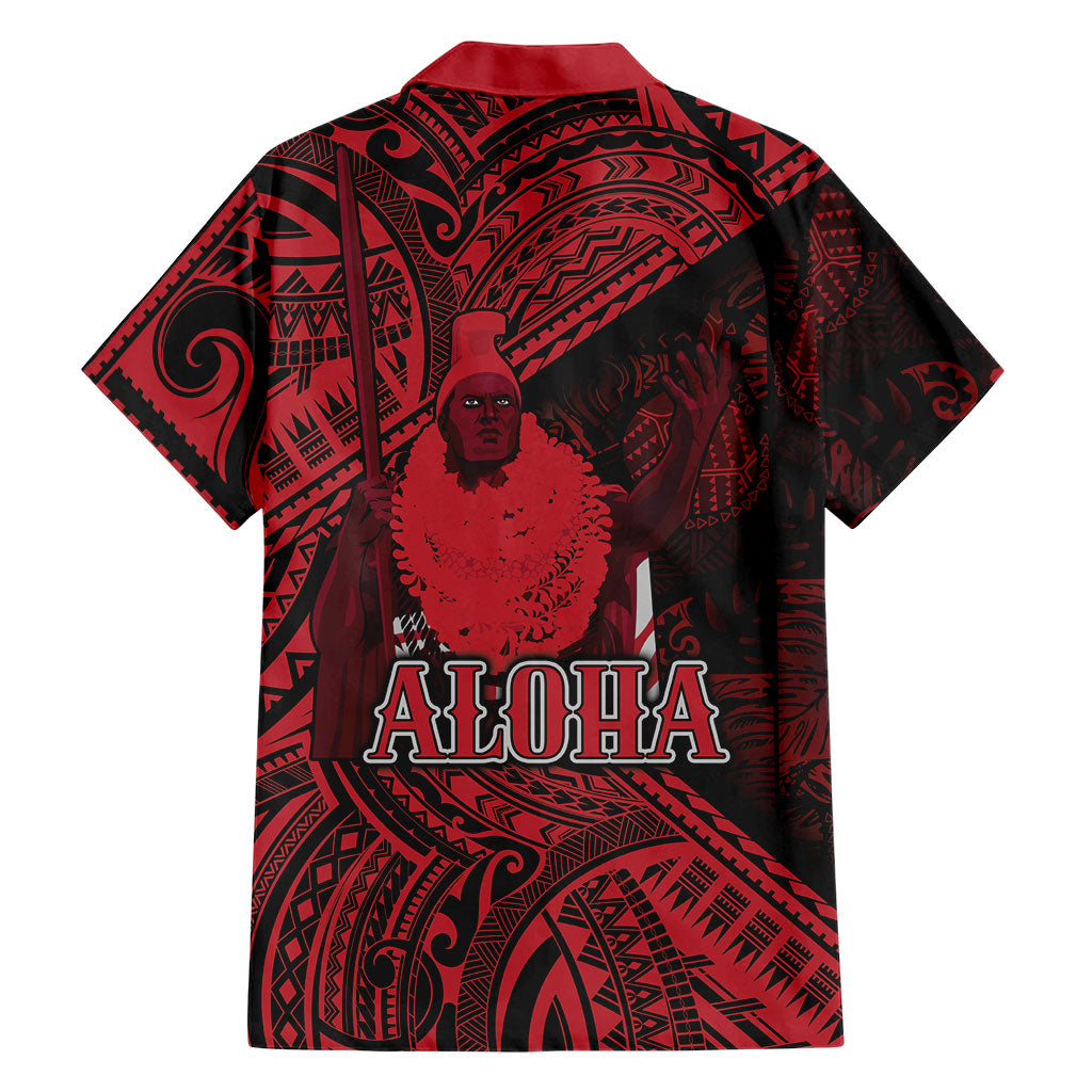 Hawaii King Kamehameha Family Matching Mermaid Dress and Hawaiian Shirt With Hawaiian Ipu Motifs Red Version