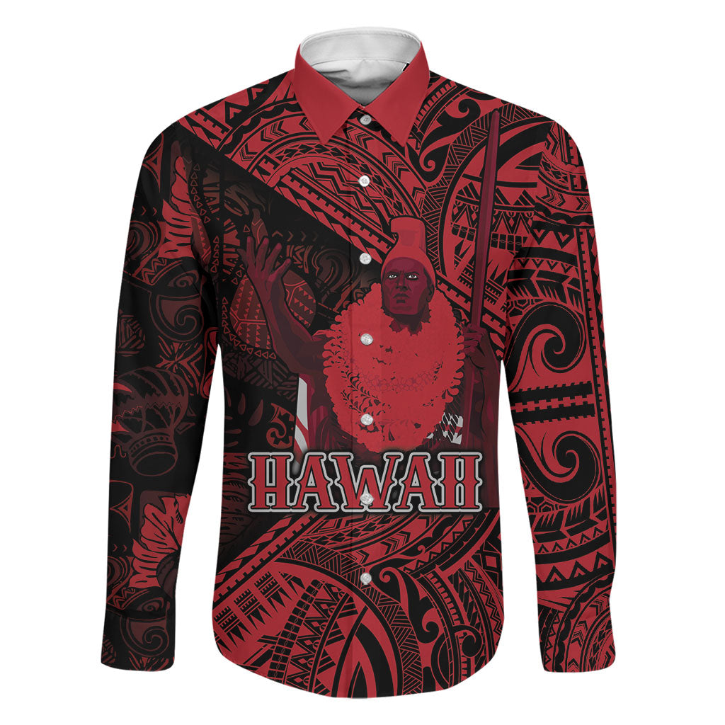 Hawaii King Kamehameha Family Matching Mermaid Dress and Hawaiian Shirt With Hawaiian Ipu Motifs Red Version