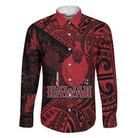 Hawaii King Kamehameha Family Matching Mermaid Dress and Hawaiian Shirt With Hawaiian Ipu Motifs Red Version