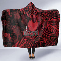 Hawaii King Kamehameha Hooded Blanket With Hawaiian Ipu Motifs Red Version LT05 One Size Red - Polynesian Pride