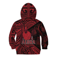 Hawaii King Kamehameha Kid Hoodie With Hawaiian Ipu Motifs Red Version LT05 - Polynesian Pride