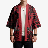Hawaii King Kamehameha Kimono With Hawaiian Ipu Motifs Red Version LT05 - Polynesian Pride