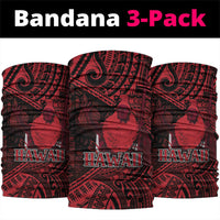 Hawaii King Kamehameha Neck Gaiter With Hawaiian Ipu Motifs Red Version