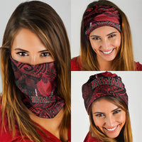 Hawaii King Kamehameha Neck Gaiter With Hawaiian Ipu Motifs Red Version