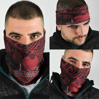 Hawaii King Kamehameha Neck Gaiter With Hawaiian Ipu Motifs Red Version