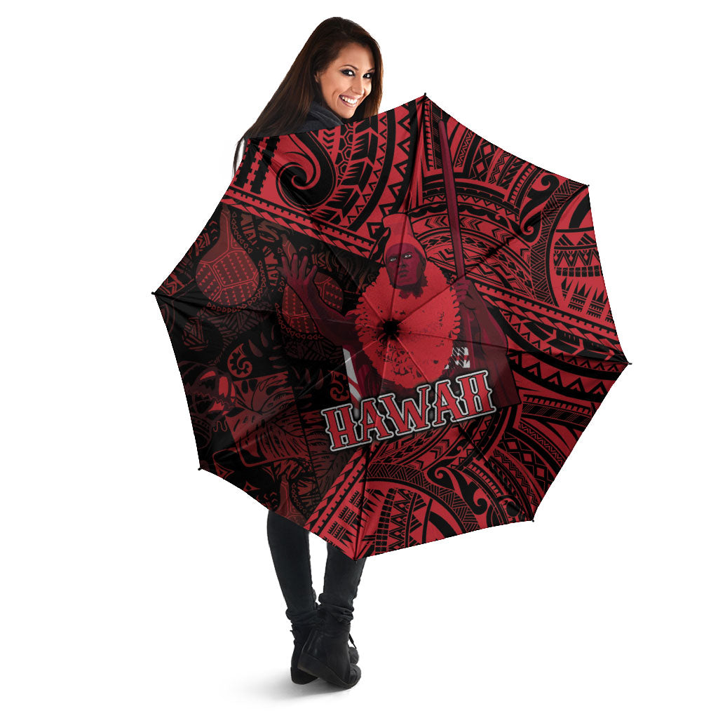 Hawaii King Kamehameha Umbrella With Hawaiian Ipu Motifs Red Version LT05 - Polynesian Pride