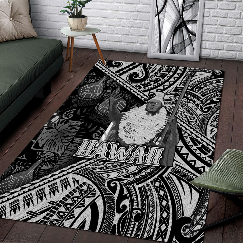 Hawaii King Kamehameha Area Rug With Hawaiian Ipu Motifs Black Version LT05 Black - Polynesian Pride