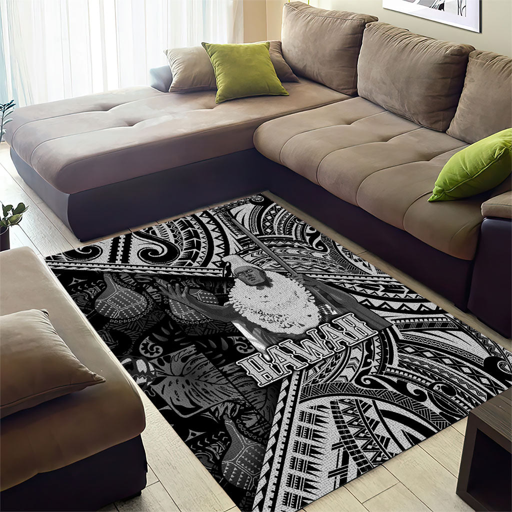 Hawaii King Kamehameha Area Rug With Hawaiian Ipu Motifs Black Version LT05 - Polynesian Pride