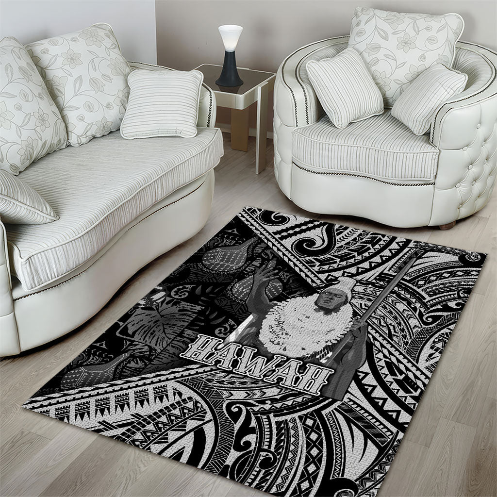 Hawaii King Kamehameha Area Rug With Hawaiian Ipu Motifs Black Version LT05 - Polynesian Pride