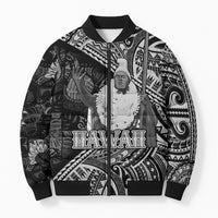 Hawaii King Kamehameha Bomber Puffer Jacket With Hawaiian Ipu Motifs Black Version LT05 Unisex Black - Polynesian Pride