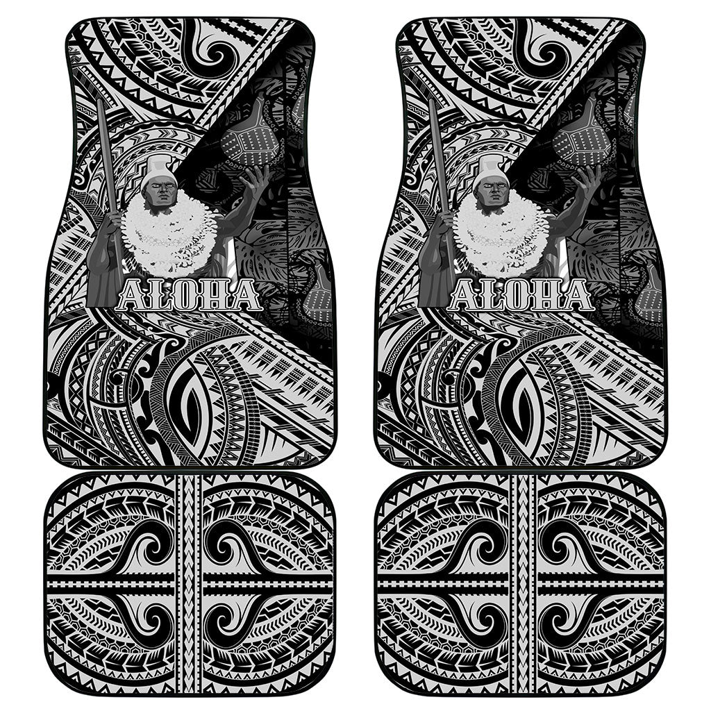 Hawaii King Kamehameha Car Mats With Hawaiian Ipu Motifs Black Version LT05 - Polynesian Pride