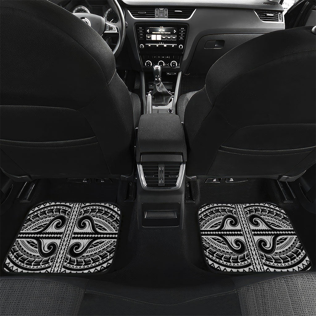 Hawaii King Kamehameha Car Mats With Hawaiian Ipu Motifs Black Version LT05 Set 2pcs - Back Black - Polynesian Pride