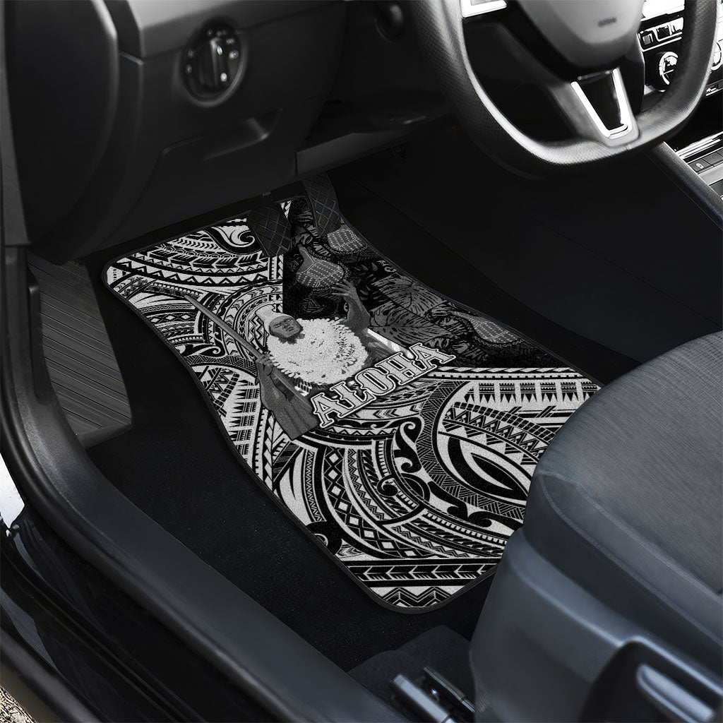 Hawaii King Kamehameha Car Mats With Hawaiian Ipu Motifs Black Version LT05 - Polynesian Pride