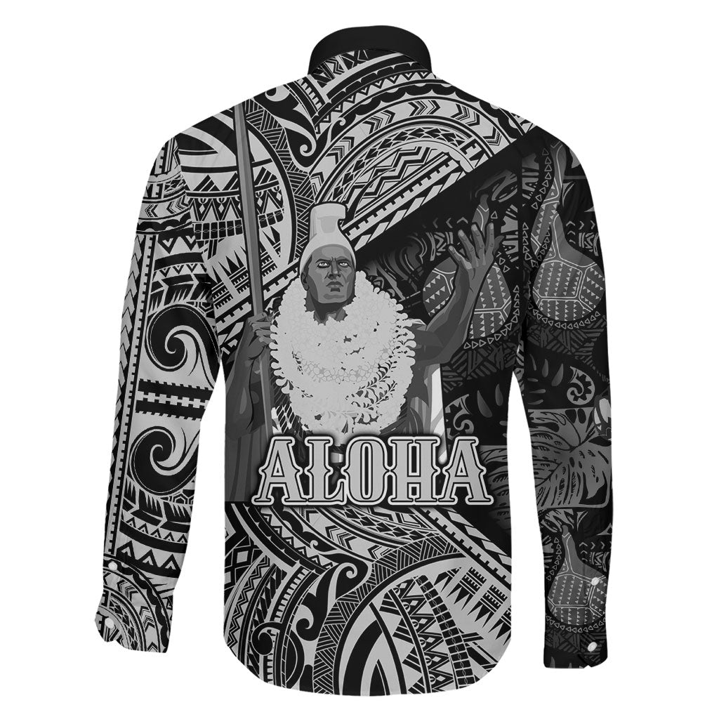 Hawaii King Kamehameha Family Matching Off Shoulder Short Dress and Hawaiian Shirt With Hawaiian Ipu Motifs Black Version LT05 - Polynesian Pride