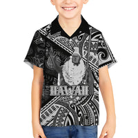 Hawaii King Kamehameha Family Matching Puletasi and Hawaiian Shirt With Hawaiian Ipu Motifs Black Version LT05 Son's Shirt Black - Polynesian Pride