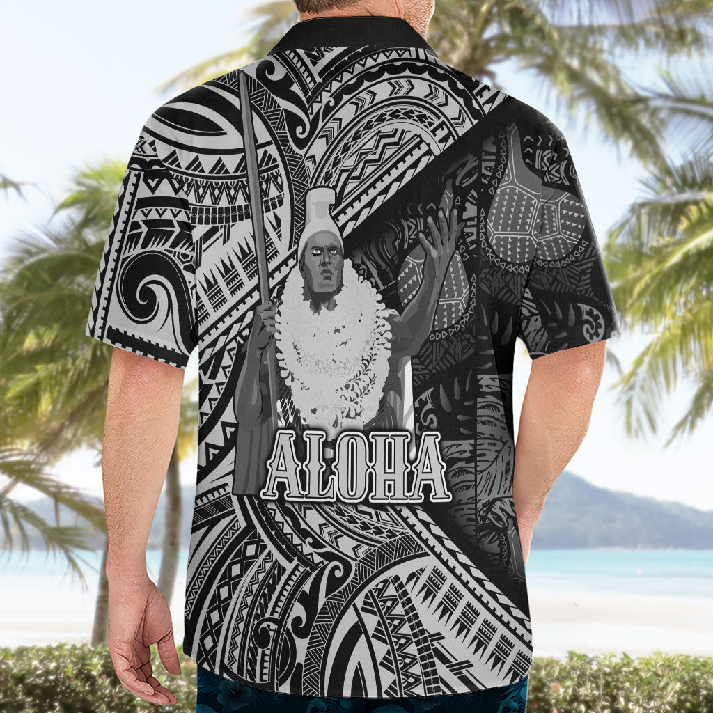 Hawaii King Kamehameha Hawaiian Shirt With Hawaiian Ipu Motifs Black Version LT05 - Polynesian Pride