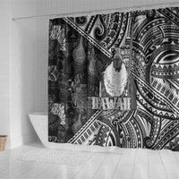 Hawaii King Kamehameha Shower Curtain With Hawaiian Ipu Motifs Black Version