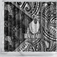 Hawaii King Kamehameha Shower Curtain With Hawaiian Ipu Motifs Black Version