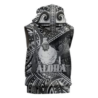 Hawaii King Kamehameha Sleeveless Hoodie With Hawaiian Ipu Motifs Black Version LT05 - Polynesian Pride