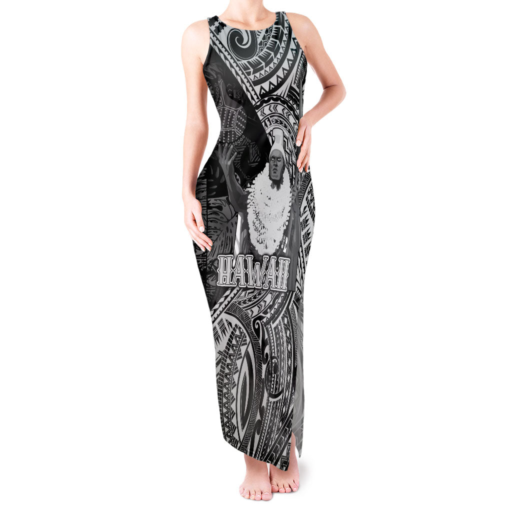 Hawaii King Kamehameha Tank Maxi Dress With Hawaiian Ipu Motifs Black Version LT05 Women Black - Polynesian Pride