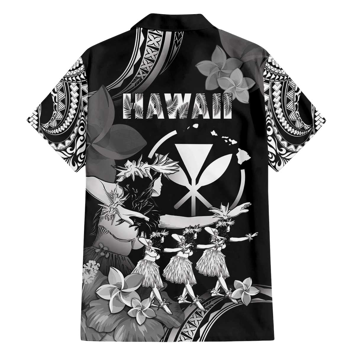 Hawaii Beautiful Hula Dancers Family Matching Off The Shoulder Long Sleeve Dress and Hawaiian Shirt With Ipu Keke And Pahu Drum LT05 - Polynesian Pride