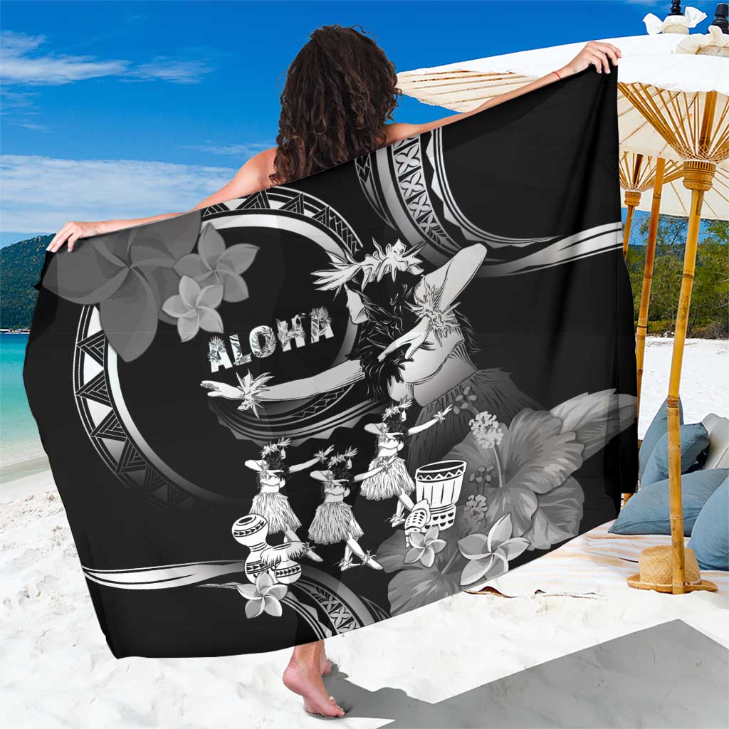 Hawaii Beautiful Hula Dancers Sarong With Ipu Keke And Pahu Drum LT05 One Size 44 x 66 inches Black - Polynesian Pride