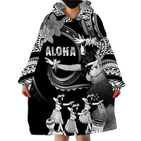 Hawaii Beautiful Hula Dancers Wearable Blanket Hoodie With Ipu Keke And Pahu Drum