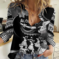 Hawaii Beautiful Hula Dancers Women Casual Shirt With Ipu Keke And Pahu Drum