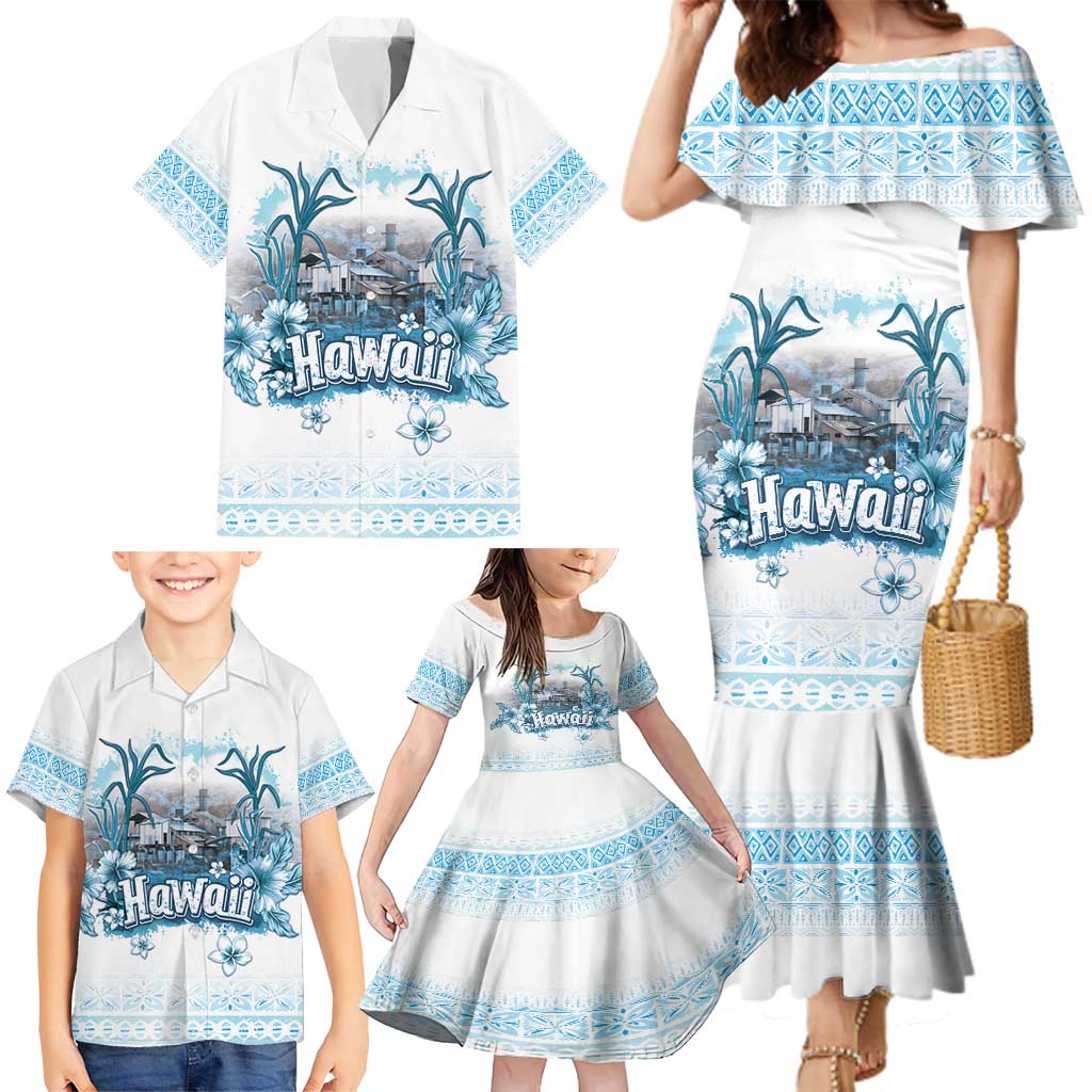 Hawaii Sugar Plantation Family Matching Mermaid Dress and Hawaiian Shirt With Hawaiian Tapa Pattern